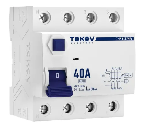 УЗО TOKOV ELECTRIC Prizma 4P, 40А, 30мА, IP20, тип AC
