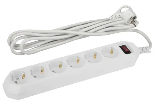 Сетевой фильтр ЭРА USF-6es-1.5m-W-BOX, 6 гнезд, 1.5м, 10А, белый