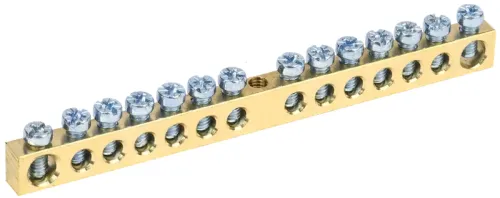 Шина IEK PEN земля-ноль 6х9мм 14/1, латунь, 100А, YNN10-14-100