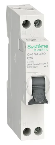 Дифференциальный автомат Systeme Electric City9 Set 1P+N 25А 30мА