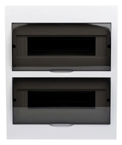 Бокс распределительный EKF / ЕКФ PROxima ЩРН-П-24 с прозрачной крышкой, пластиковый белый 24 модульных расстояния, 2 ряда, IP41, размер 328x270x100мм, pb40-n-24 / электрика