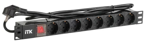 Блок розеток ITK PDU 8 гнезд 16А 3.5кВт 250В, PH12-8D1-P