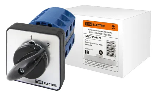 Переключатель кулачковый TDM Electric КПУ11-10/56, серый, 230В, IP40