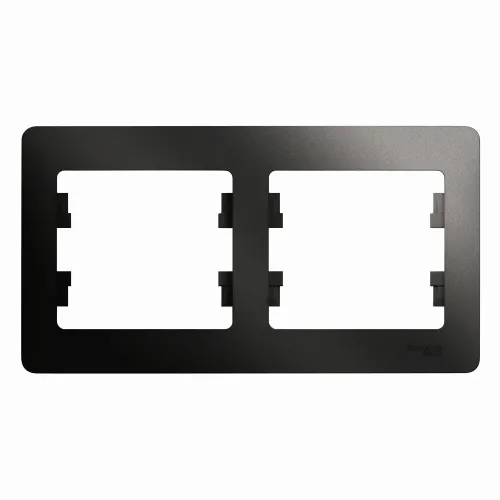 Рамка электроустановочная Systeme Electric / Систем Электрик Glossa GSL000702 скрытая установка, горизонтальная антрацит, 2 поста / для розеток и выключателей