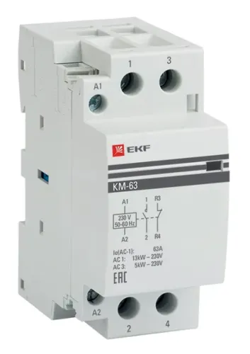 Контактор EKF PROxima КМ 63А AC 2 модуля 400В NО+NC km-2-63-11