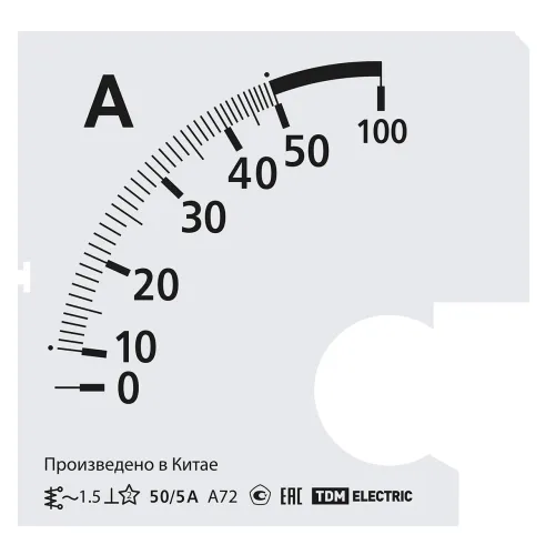 Шкала сменная TDM Electric Ш72 50/5А-1.5, для А72 Х/5А, белая