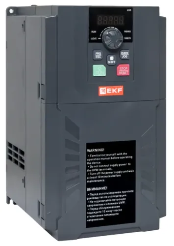 Частотный преобразователь EKF / ЕКФ PRO-Drive, в пластиковом корпусе черный, 275×186×160мм, 25А, 11кВт, 600Гц, 400В, IP20