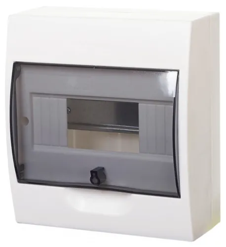 Бокс распределительный Systeme Electric / Систем Электрик Easy9 Box ЩРН-П-08 с прозрачной крышкой, пластиковый белый 8 модульных расстояний, 1 ряд, IP40, размер 200×184×94мм / электрика