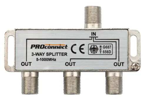 Сплиттер PROconnect телевизионный, F-разъем, 3 выхода, 5-1000МГц