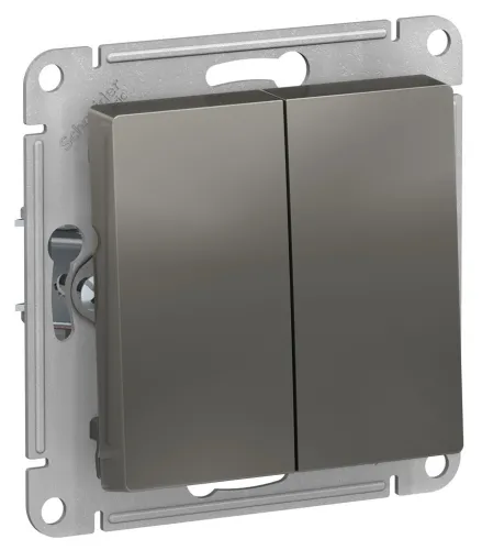 Выключатель Systeme Electric / Систем Электрик AtlasDesign с самовозвратом, 10А IP20, скрытой установки, сталь, 71х71х40мм двухклавишный, ATN000917 / переключатель