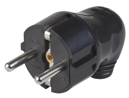 Вилка электрическая IEK / ИЭК ВПу11-02-Ст разборная угловая с заземляющим контактом черная, 16А, EVP11-16-01-K02 / электрика