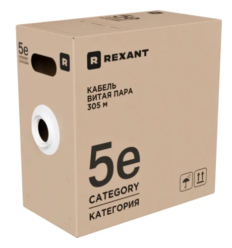 Кабель REXANT Indoor РФ 24AWG 4PR, медь, 305м, серый