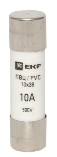 Вставка плавкая EKF / ЕКФ PROxima ПВЦ цилиндрическая, 10х38мм 10А, 220В, pvc-10x38-10 / предохранитель