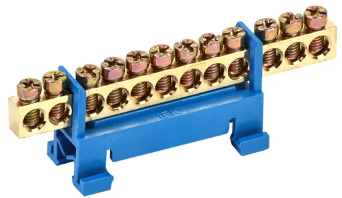 Шина IEK ШНИ-6х9-12-С-С нулевая DIN-изоляторе, YNN10-69-12P-K07