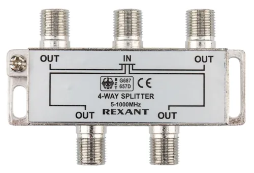 Сплиттер REXANT 05-6003, 4 выхода, 5-1000МГц