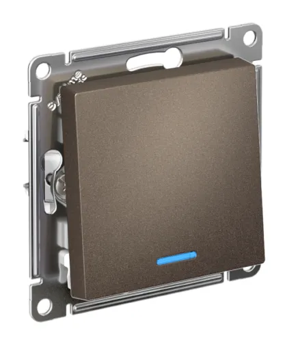 Выключатель Systeme Electric / Систем Электрик Atlasdesign с быстрозажимными клеммами и подсветкой, 10АX, мокко одноклавишный, ATN000613S / переключатель