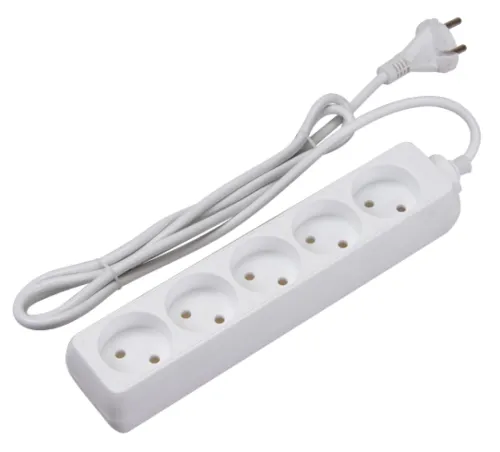 Удлинитель бытовой Фаzа / Фаза FE075-05-300 без заземления, ШВВП 2х0.75мм2, 10А 2200Вт IP20, 3 метра 5 розеток, белый 5000216