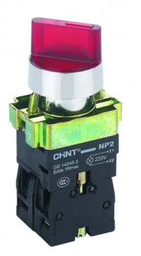 Выключатель пакетный Chint / Чинт NP2-BK12461 на 2 положения с фиксацией, 1НО, красный, AC/DC, IP40, 574697 / переключатель