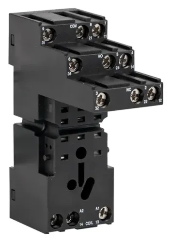 Разъем EKF / ЕКФ Averes РM5 22/3 для крепления промежуточного реле на DIN-рейку, из пластика, черный, до 10А, IP20, 61.1мм / электрика