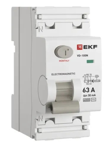 Дифференциальный автомат EKF PROxima ВД-100N 2P 63A 30mA E1026M6330