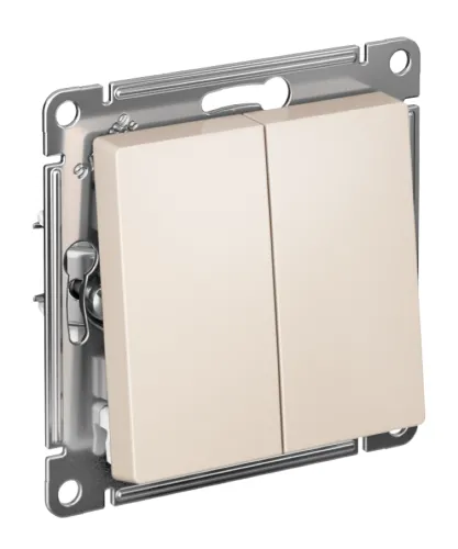 Выключатель Systeme Electric AtlasDesign скрытый, 2 клавиши, 10АХ, бежевый