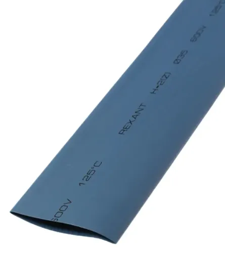 Термоусадочная трубка REXANT / Рексант ТУТ нг, без клеевого слоя, полиолефин синий, длина 1м, диаметр 35(17.5)мм / термотрубка