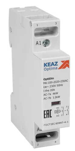 Контактор модульный КЭАЗ OptiDin MK-100-2011-230AC, 1 модуль 20А, 321131 / коммутационное оборудование