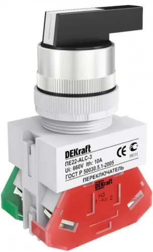 Переключатель кулачковый DEKraft ПЕ-22, 3 позиции, IP54, 220В