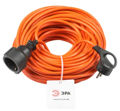 Удлинитель шнур силовой ЭРА UPx-1e-3x1-30m в бухте с заземлением, провод ПВС 3х1мм2 оранжевый, 1 штепсельное гнездо 30м, Б0050860 / электрика