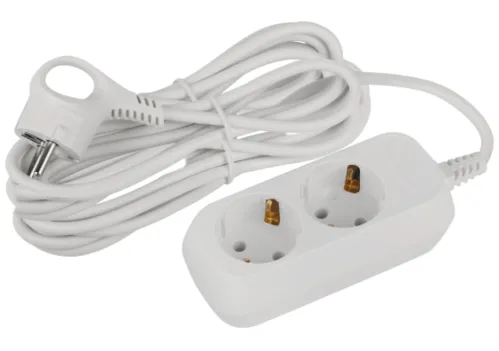 Удлинитель бытовой ЭРА UDL-10-250-E Greenline с заземлением, ПВС 3х0.75мм², 5 метров, 2 розетки белый Б0065074 / сетевой фильтр