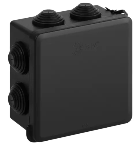 Распределительная коробка ЭРА KOR-100-100-55-7gv-MP-B, наружная черная, 100х100х55мм, открытой установки, 7 гермовводов, IP55, Б0069880 / распаячная