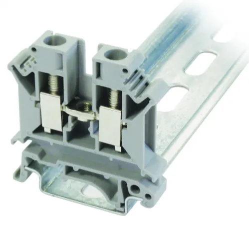 Клемма для проводов ПРОВЕНТО винтовая проходная, 2 контакта, серая, 6мм2, TB6, 1шт. / зажим