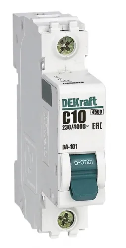 Автоматический выключатель DEKraft ВА-101 1Р 10А C 4.5кА 11053DEK