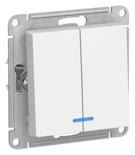 Выключатель Systeme Electric / Систем Электрик AtlasDesign механизм с подсветкой схема 5а, 10АX лотос 71х40мм двухклавишный, ATN001353 / переключатель