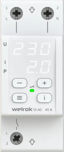 Реле напряжения Welrok VI-40, 40А, 120-280В, белый