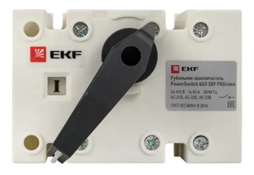 Рубильник EKF / ЕКФ PowerSwitch выключатель, c рукояткой управления для прямой установки, 63А 690В, 3 полюса / электроприборы