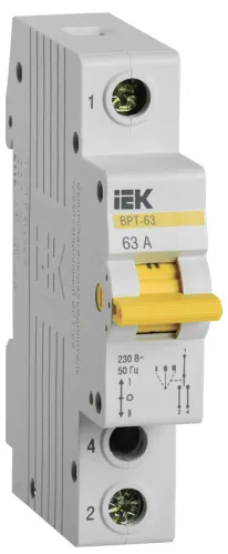 Выключатель нагрузки IEK / ИЭК ВРТ-63 трехпозиционный, пластик, серый, 1P 63А 230В, MPR10-1-063 / разъединитель