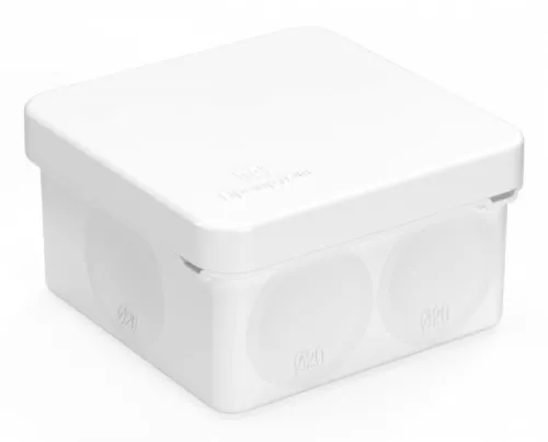 Распределительная коробка Промрукав для прямого монтажа, 6 вводов, наружная белая, IP66, 70х70х40мм, 60-0200-9003 / распаячная