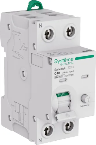 Дифференциальный автомат Systeme Electric Systeme9 1P+N 40А 30мА S9D56640
