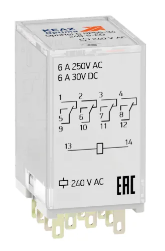 Реле промежуточное КЭАЗ OptiRel G RP55-34-240-6-CO-S/TI, 281118 / электрика