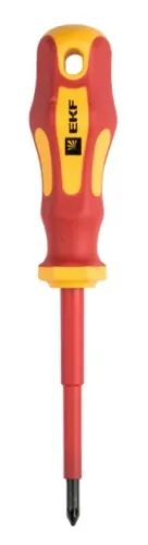 Отвертка крестовая диэлектрическая EKF / ЕКФ Master PH1x80мм 1000В, с резиновой рукояткой, ph-1-80-mas-in / инструменты