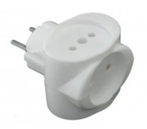 Разветвитель электрический сетевой 3 гнезда без заземляющих контактов, 6А белый, 406441 / тройник