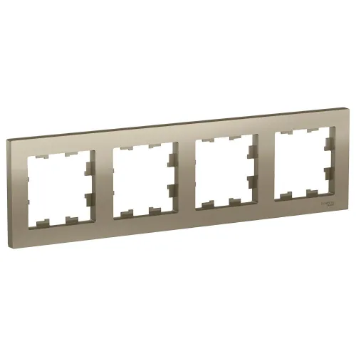 Рамка электроустановочная Systeme Electric / Систем Электрик AtlasDesign ATN000504 универсальная шампань, 4 поста / для розеток и выключателей