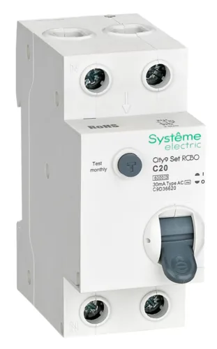 Дифференциальный автомат Systeme Electric City9 Set, 1P+N 20А 30мА