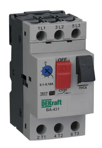 Пускатель кнопочный DEKraft ВА-431, 21226DEK, 3 полюса, 690В, 2.5А