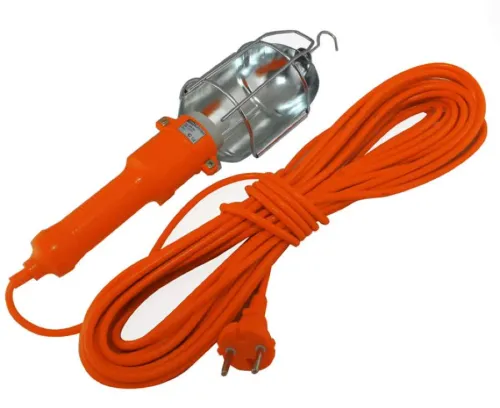 Светильник переносной TDM Electric / ТДМ Электрик УП-2Р с круглой вилкой, в корпусе из металла и пластика, оранжевый, 10м, 60Вт, Е27, IP20 / фонарь