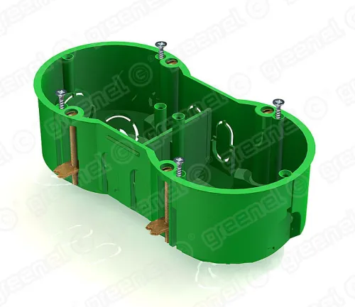 Подрозетник Greenel GE40023 двухместный с металлическими лапками