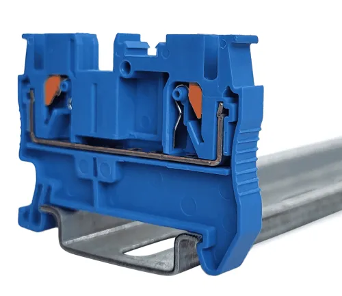 Клемма для проводов ПРОВЕНТО проходная push-in, 2 контакта, синяя, 4мм2, TPI4, 1шт. / зажим