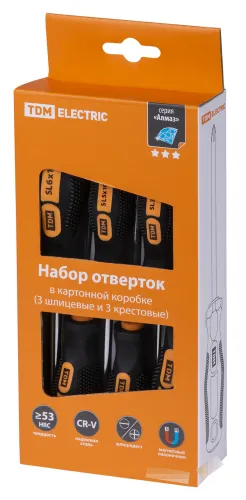 Набор отверток TDM Electric / ТДМ Электрик Алмаз в коробке, 6 предметов / инструменты