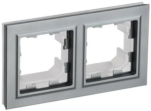 Рамка электроустановочная IEK / ИЭК РУ-2-БрС-44 Brite, IP44, BR-M22-44-K46, сталь, 2 поста / для розеток и выключателей